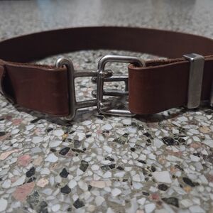 Sterling Silver Buckle Leather Tool Belt Brown